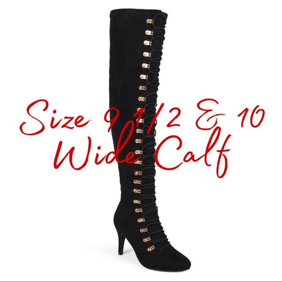 Chocolate Brown Extra Wide Calf Thigh High Boots - Picture 4 of 11